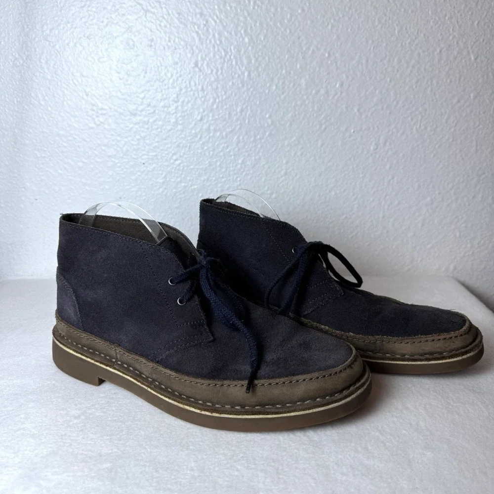Clarks Bushacre Rand Chukka Boots Mens 9 Suede Leather Gray Taupe Ankle Shoes
